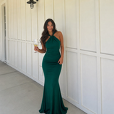 Inés - Vestido maxi halter con nudo frontal y silueta ceñida