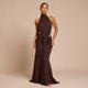 Pilar - Vestido maxi halter cuello alto con cintura descubierta y silueta sirena