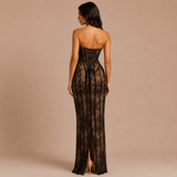 Gabriela - Vestido maxi strapless con corpiño y silueta ceñida
