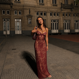 Gabriela - Vestido maxi strapless con corpiño y silueta ceñida