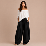 Isabela - Conjunto de blusa hombros descubiertos y pantalón
