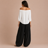 Isabela - Conjunto de blusa hombros descubiertos y pantalón
