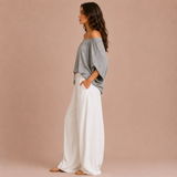 Isabela - Conjunto de blusa hombros descubiertos y pantalón