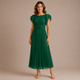 Cristina - Vestido midi plisado con mangas de volante