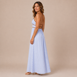 Lucía - Vestido de tiras finas con cutout en cintura y estampado de rayas