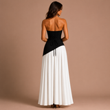 Mía - Vestido largo con abertura alta y detalle fluido al cuello