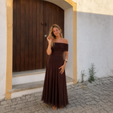 Ingrid - Vestido Hombros Descubiertos de Caída Fluida