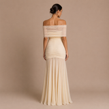 Adella - Vestido Escote Asimétrico con Abertura Drapada
