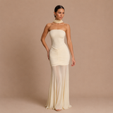 Adella - Vestido Escote Asimétrico con Abertura Drapada