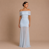 Adella - Vestido Escote Asimétrico con Abertura Drapada