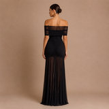 Adella - Vestido Escote Asimétrico con Abertura Drapada