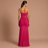 Eugenia - Vestido Maxi Drapeado Cintura Ilusión