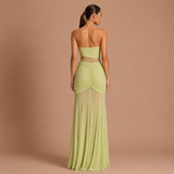 Eugenia - Vestido Maxi Drapeado Cintura Ilusión