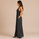 Verónica - Mono halter cruzado con pernera ancha y bolsillos