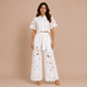 Cecilia - Conjunto de encaje bordado y pantalón palazzo con lazo