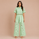 Cecilia - Conjunto de encaje bordado y pantalón palazzo con lazo