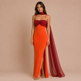 Carlota - Vestido maxi bicolor con silueta ceñida