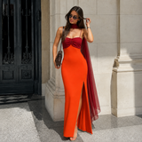 Carlota - Vestido maxi bicolor con silueta ceñida