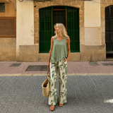 Cristina - Conjunto top asimétrico y pantalón palazzo