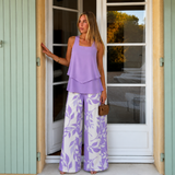 Cristina - Conjunto top asimétrico y pantalón palazzo