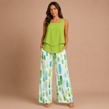 Marisol - Conjunto top asimétrico y pantalón palazzo