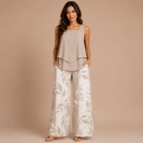 Cristina - Conjunto top asimétrico y pantalón palazzo