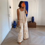 Cristina - Conjunto top asimétrico y pantalón palazzo