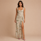 Aurora - Conjunto top escote cuadrado con falda satinada