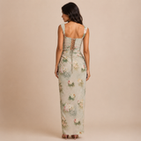 Aurora - Conjunto top escote cuadrado con falda satinada
