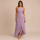 Olivia - Vestido halter plisado con volante asimétrico