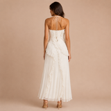 Olivia - Vestido halter plisado con volante asimétrico
