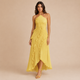 Olivia - Vestido halter plisado con volante asimétrico