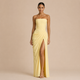 Eva - Vestido maxi strapless con fruncido lateral