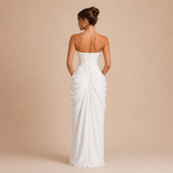 Eva - Vestido maxi strapless con fruncido lateral