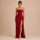 Eva - Vestido maxi strapless con fruncido lateral