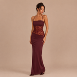 Luna - Vestido Granate ceñido com encaje en la cintura