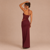 Luna - Vestido Granate ceñido com encaje en la cintura