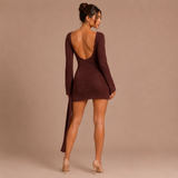 Sofía - Vestido Mini con mangas largas y nudo lateral