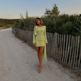 Sofía - Vestido Mini con mangas largas y nudo lateral