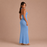 Mariposa - Vestido Maxi crochet con apliques de mariposas y escote halter