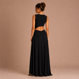 Carmen - Vestido Maxi con escote en V y cintura descubierta