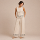 Esperanza - Conjunto de lino con bordado floral y pantalón palazzo