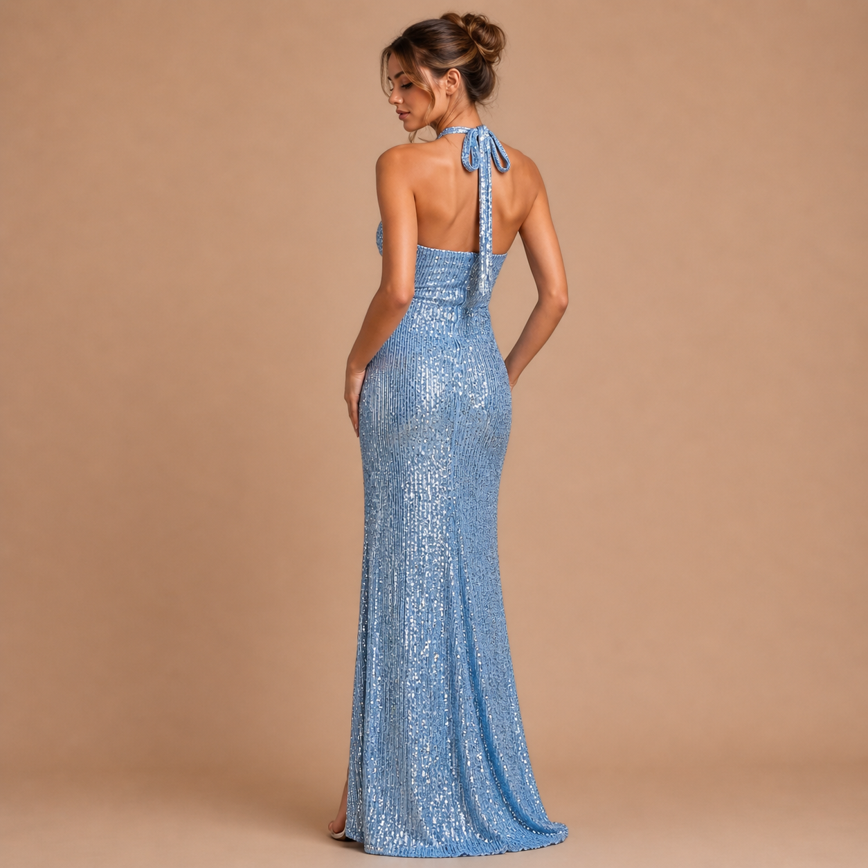 Lía – vestido fluido con textura brillante