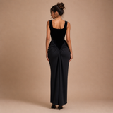 Gabriella – vestido largo negro con detalle estructurado