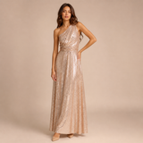 Aurora – vestido largo de corte asimétrico con brillo elegante