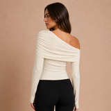 Camila – blusa asimétrica de corte elegante con efecto envolvente