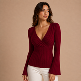 Valentina – blusa de punto acanalado con escote cruzado