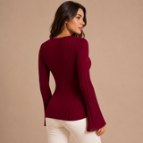 Valentina – blusa de punto acanalado con escote cruzado