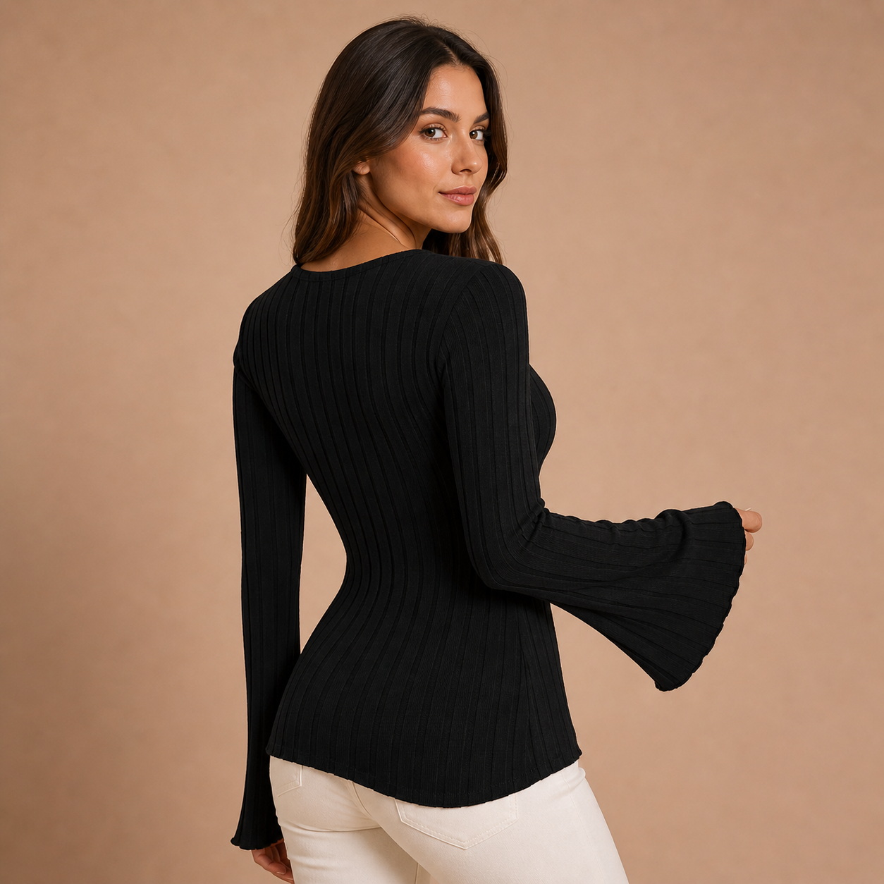 Valentina – blusa de punto acanalado con escote cruzado