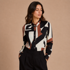 Aina – blusa estampada de inspiración artística con corte clásico